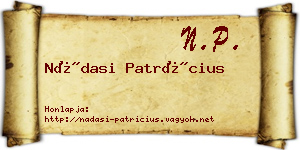 Nádasi Patrícius névjegykártya